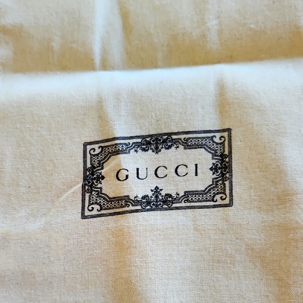 Gucci Beige Cotton Canvas Tote Shopping Bag And Drawstring Bag Set